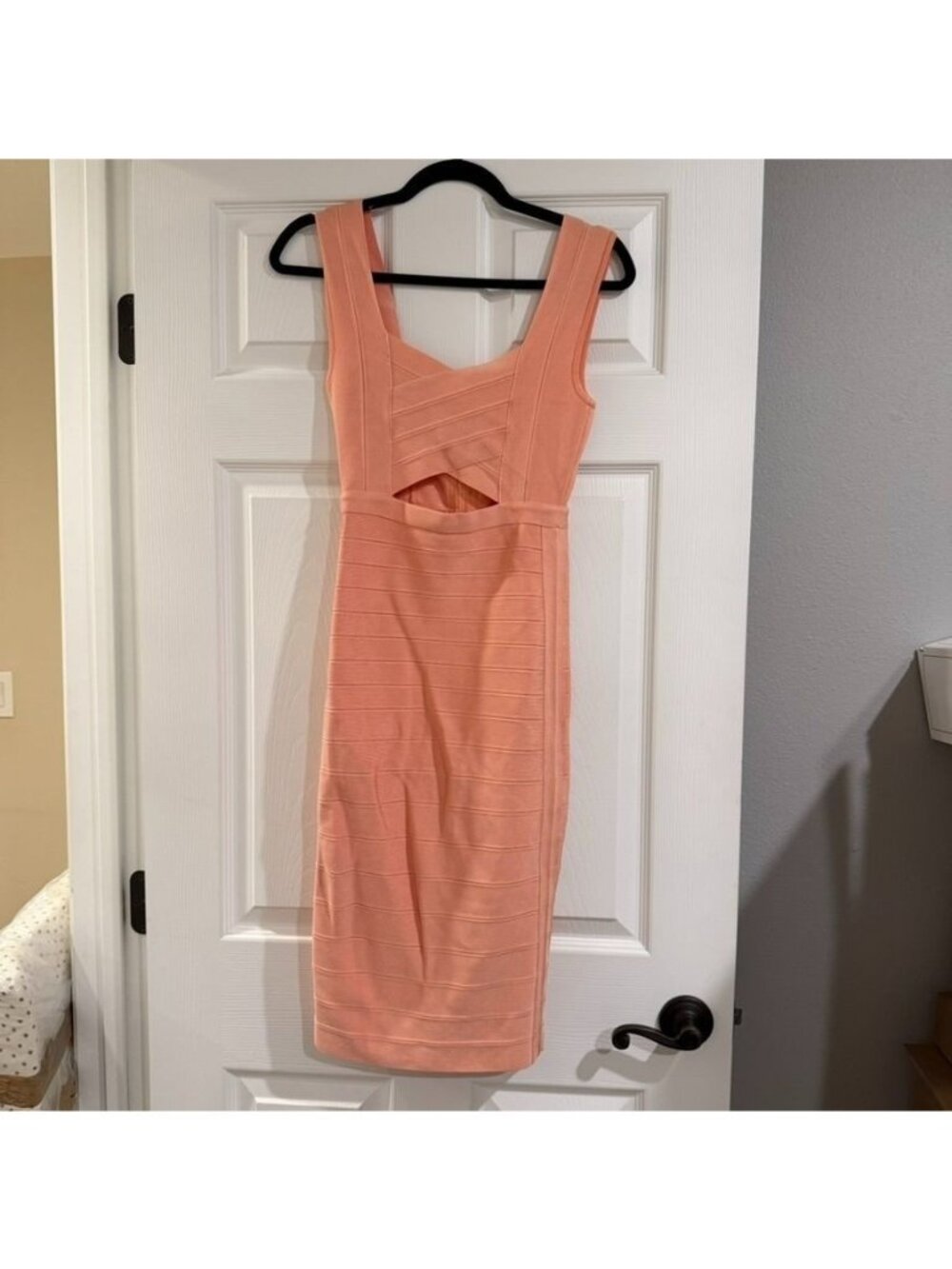Marciano Coral Pink Bandage Bodycon Knee Length Dress Size Small
